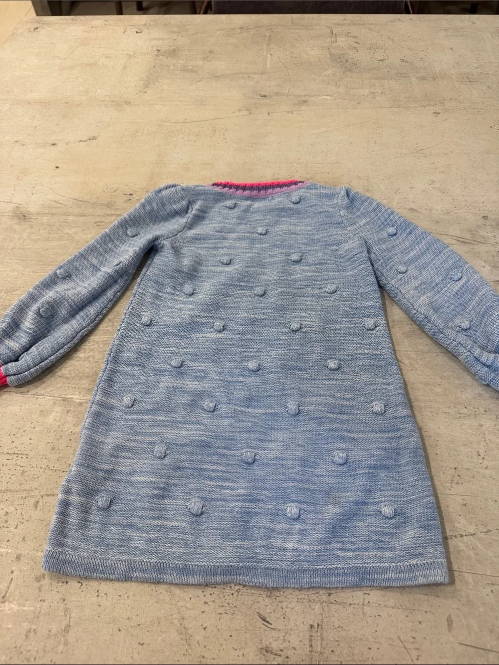 Lilly Pulitzer Light Blue Knit Pom-Pom Sweater Dress with Pink Trim
